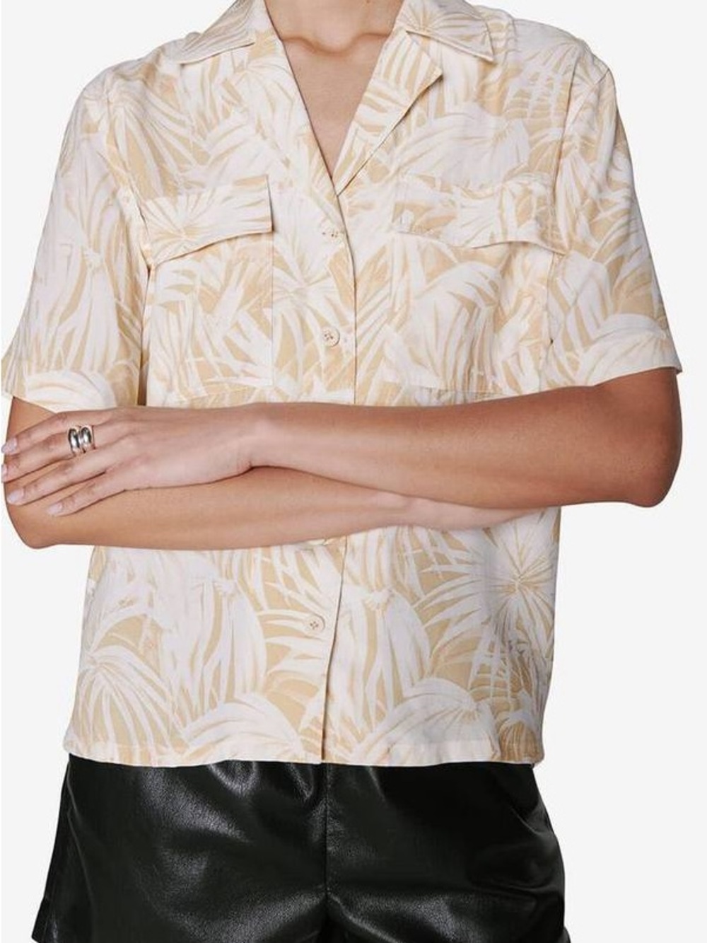 Anine Bing Austin Palm Print Button up top Large $200 - Picture 3 of 7